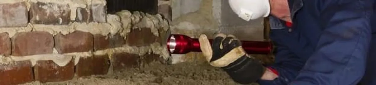 Pest control technician inspecting a crawl space for ant activity and entry points in Miami, FL