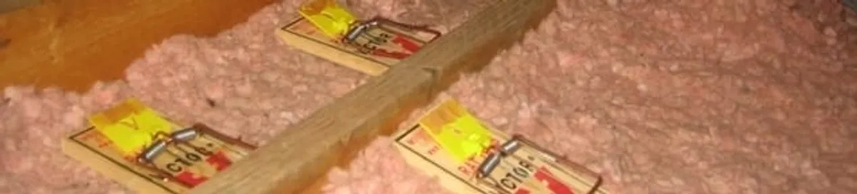 Mouse traps placed in an attic for rodent control in Miami, FL